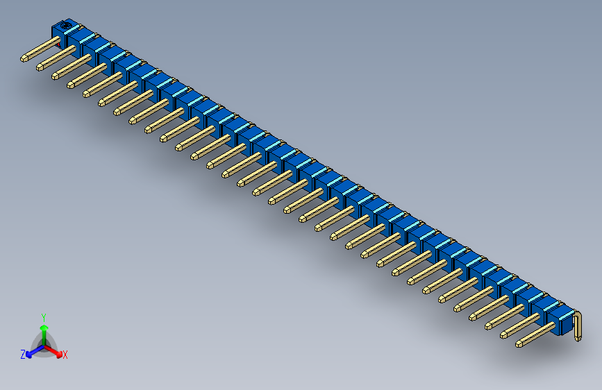 彩色公排针 100mil 2.54mm 系列-DS1022_blue_1x33p_100mil_TypeD_rev1.0