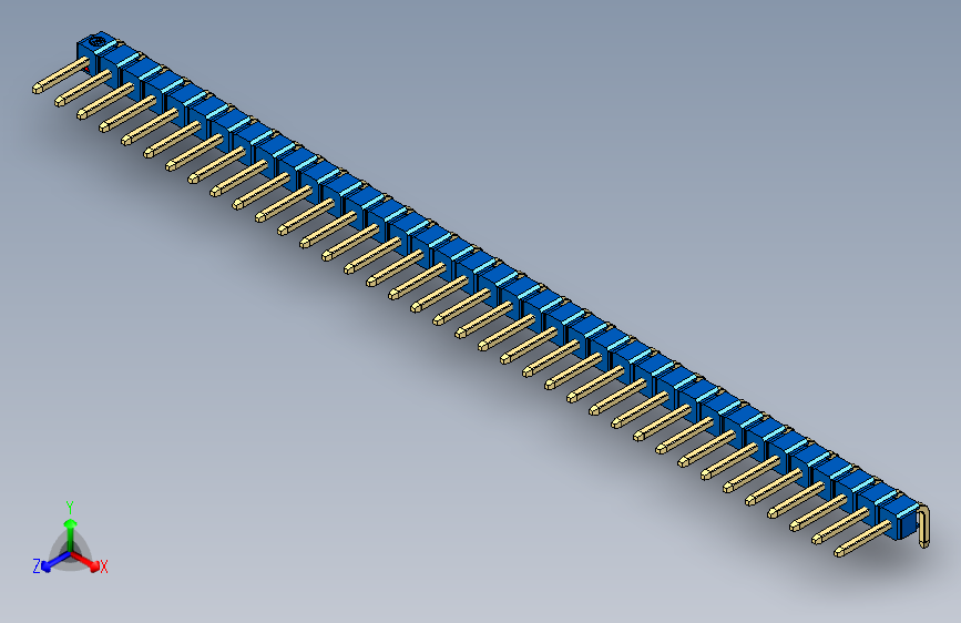 彩色公排针 100mil 2.54mm 系列-DS1022_blue_1x37p_100mil_TypeD_rev1.0