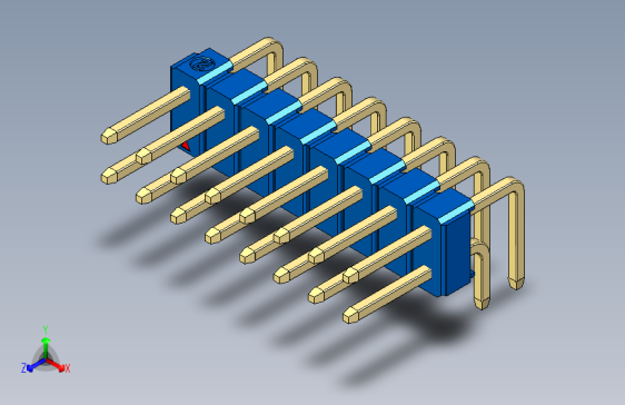 彩色公排针 100mil 2.54mm 系列-DS1022_blue_2x08p_100mil_TypeD_rev1.0