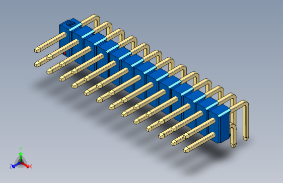 彩色公排针 100mil 2.54mm 系列-DS1022_blue_2x13p_100mil_TypeD_rev1.0