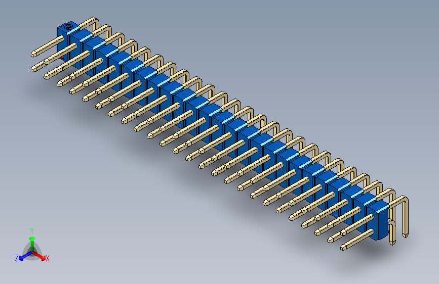 彩色公排针 100mil 2.54mm 系列-DS1022_blue_2x25p_100mil_TypeD_rev1.0