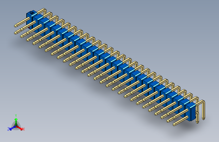 彩色公排针 100mil 2.54mm 系列-DS1022_blue_2x27p_100mil_TypeD_rev1.0