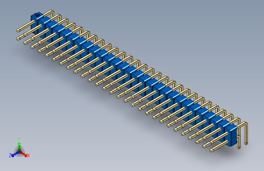 彩色公排针 100mil 2.54mm 系列-DS1022_blue_2x28p_100mil_TypeD_rev1.0