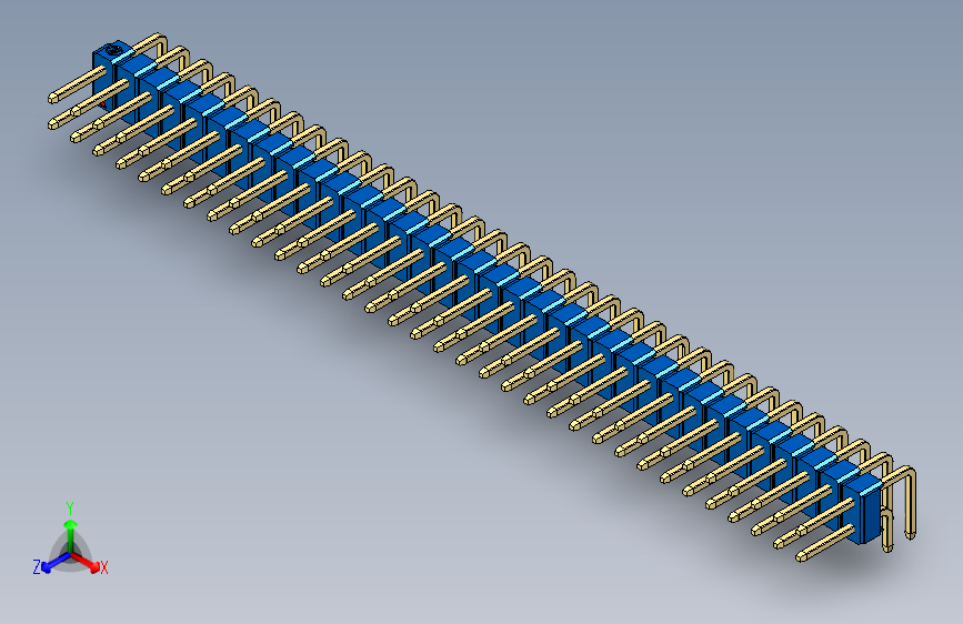 彩色公排针 100mil 2.54mm 系列-DS1022_blue_2x34p_100mil_TypeD_rev1.0