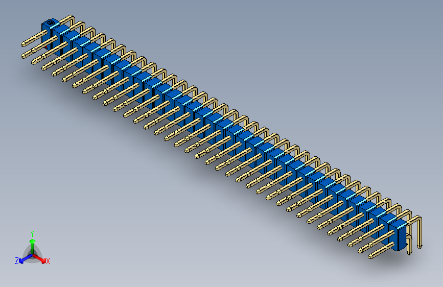 彩色公排针 100mil 2.54mm 系列-DS1022_blue_2x35p_100mil_TypeD_rev1.0