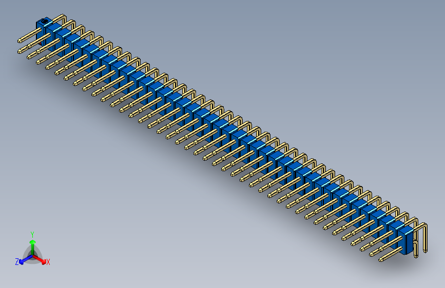 彩色公排针 100mil 2.54mm 系列-DS1022_blue_2x40p_100mil_TypeD_rev1.0