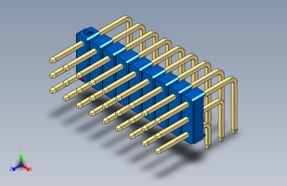 彩色公排针 100mil 2.54mm 系列-DS1022_blue_3x09p_100mil_TypeD_rev1.0