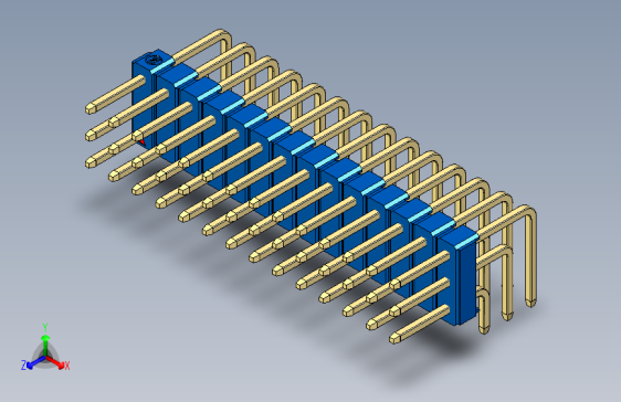彩色公排针 100mil 2.54mm 系列-DS1022_blue_3x14p_100mil_TypeD_rev1.0