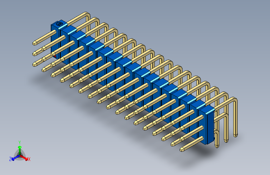 彩色公排针 100mil 2.54mm 系列-DS1022_blue_3x17p_100mil_TypeD_rev1.0 主视图