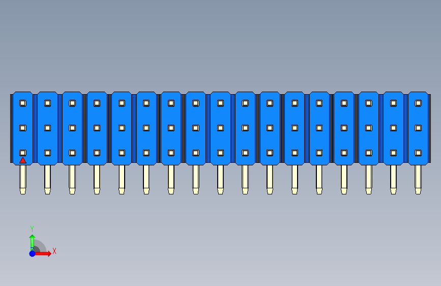 彩色公排针 100mil 2.54mm 系列-DS1022_blue_3x17p_100mil_TypeD_rev1.0 正面视图
