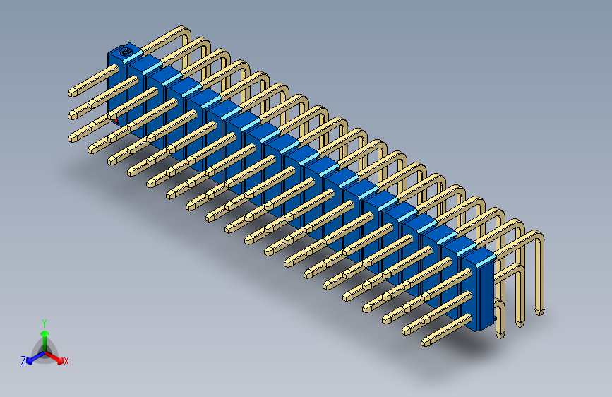 彩色公排针 100mil 2.54mm 系列-DS1022_blue_3x19p_100mil_TypeD_rev1.0