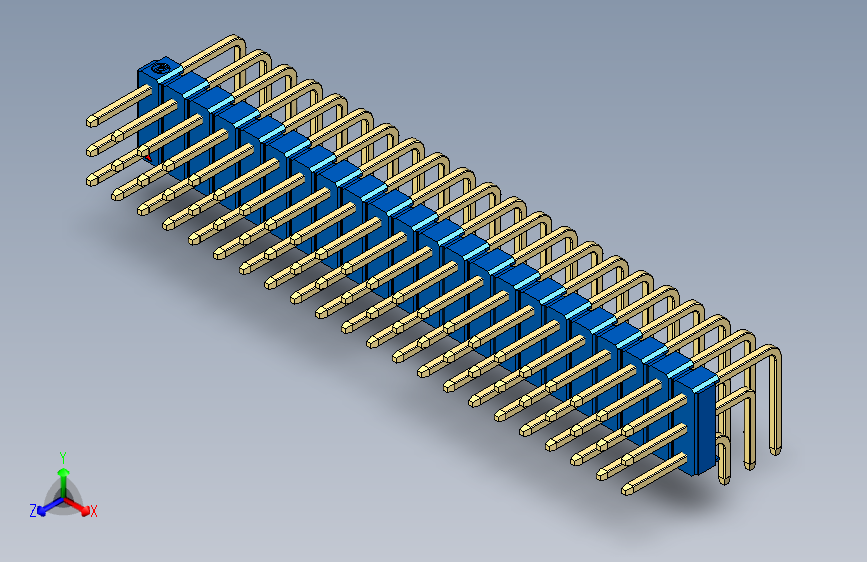 彩色公排针 100mil 2.54mm 系列-DS1022_blue_3x22p_100mil_TypeD_rev1.0