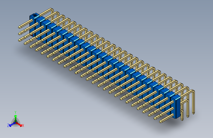彩色公排针 100mil 2.54mm 系列-DS1022_blue_3x26p_100mil_TypeD_rev1.0