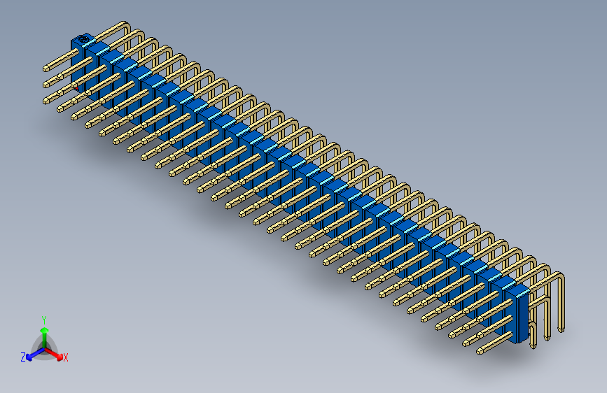 彩色公排针 100mil 2.54mm 系列-DS1022_blue_3x32p_100mil_TypeD_rev1.0