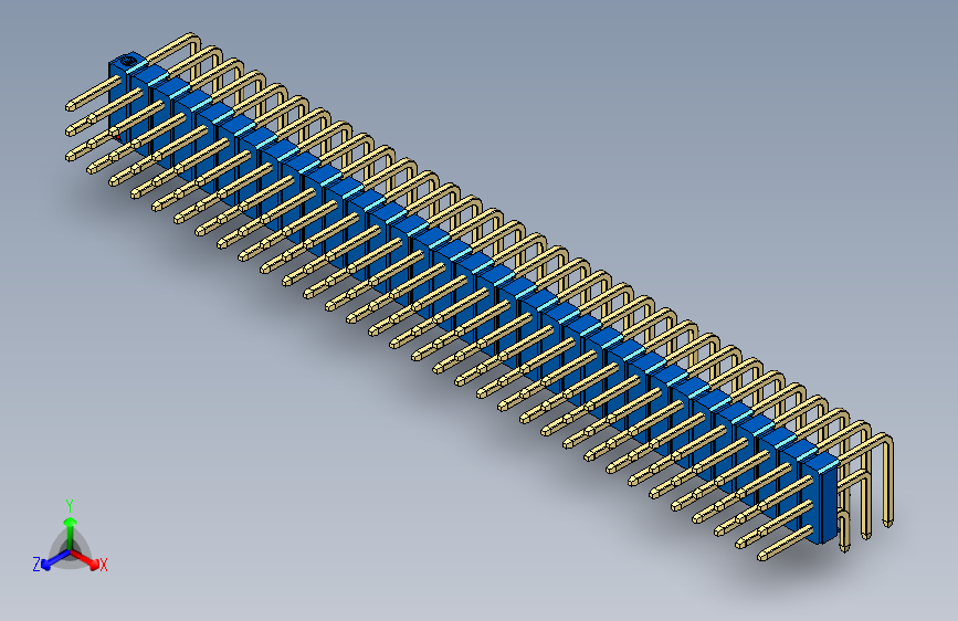 彩色公排针 100mil 2.54mm 系列-DS1022_blue_3x33p_100mil_TypeD_rev1.0 主视图