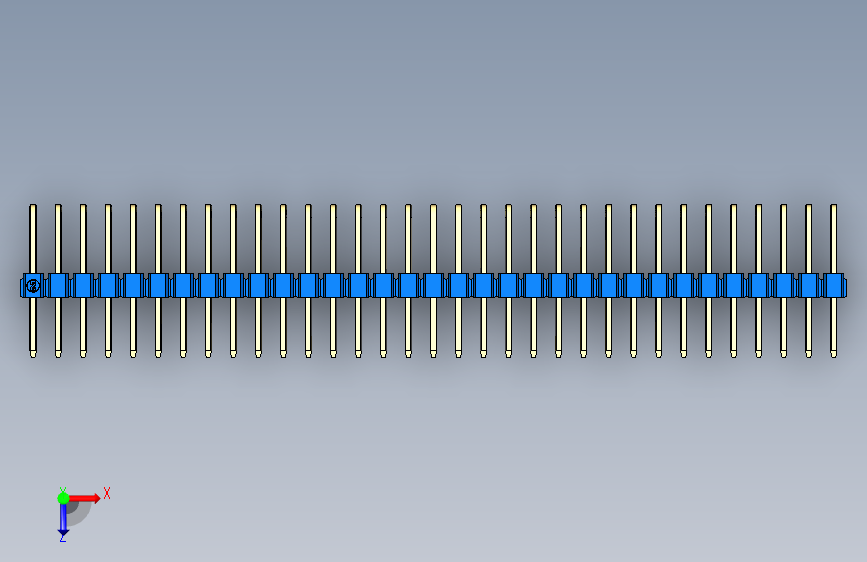 彩色公排针 100mil 2.54mm 系列-DS1022_blue_3x33p_100mil_TypeD_rev1.0 俯视图