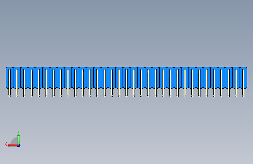彩色公排针 100mil 2.54mm 系列-DS1022_blue_3x33p_100mil_TypeD_rev1.0 背面视图