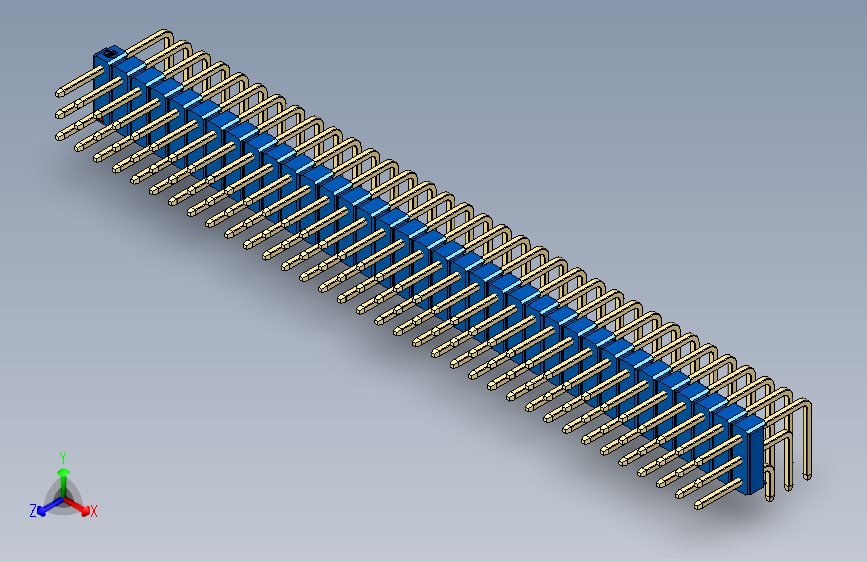 彩色公排针 100mil 2.54mm 系列-DS1022_blue_3x35p_100mil_TypeD_rev1.0