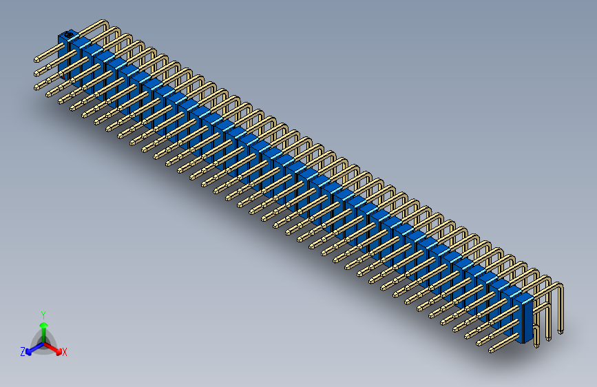 彩色公排针 100mil 2.54mm 系列-DS1022_blue_3x39p_100mil_TypeD_rev1.0