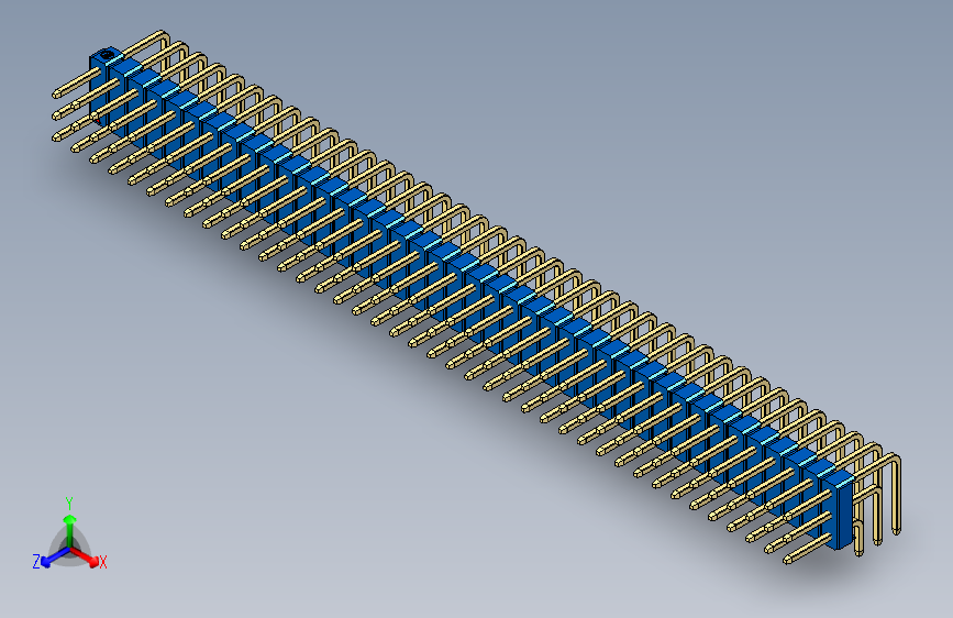 彩色公排针 100mil 2.54mm 系列-DS1022_blue_3x40p_100mil_TypeD_rev1.0