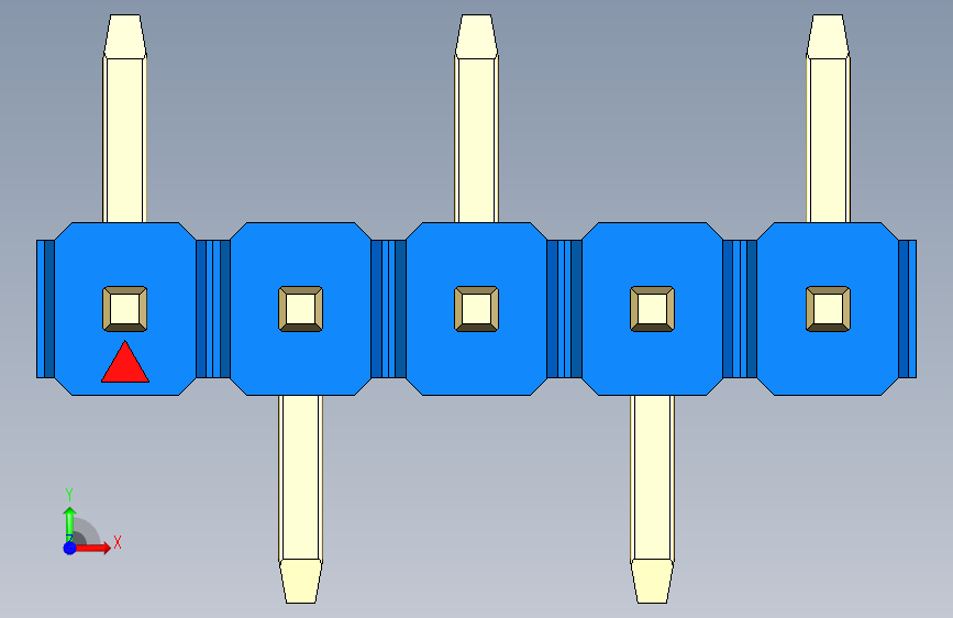 彩色公排针 100mil 2.54mm 系列-DS1022_blue_05p_100mil_Type_SMT_R1_rev1.0 正面视图