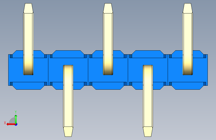 彩色公排针 100mil 2.54mm 系列-DS1022_blue_05p_100mil_Type_SMT_R1_rev1.0 背面视图