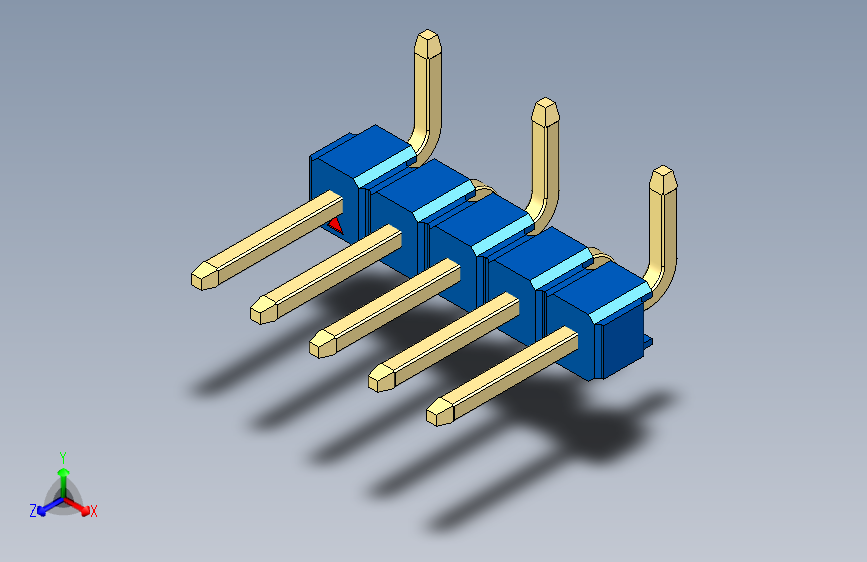 彩色公排针 100mil 2.54mm 系列-DS1022_blue_05p_100mil_Type_SMT_R1_rev1.0 主视图