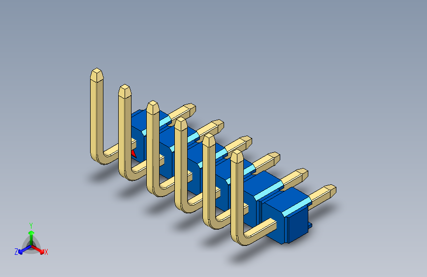 彩色公排针 100mil 2.54mm 系列-DS1022_blue_06p_100mil_TypeU_rev1.0