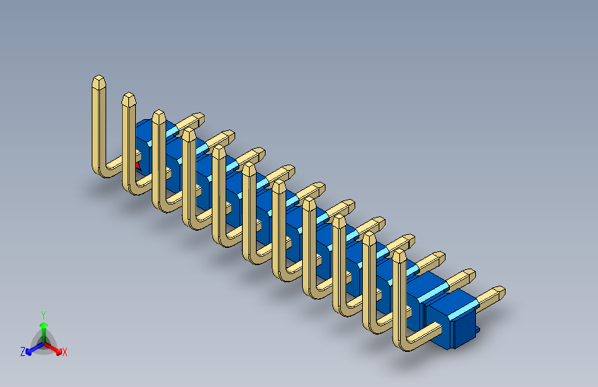 彩色公排针 100mil 2.54mm 系列-DS1022_blue_11p_100mil_TypeU_rev1.0