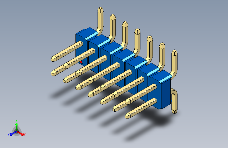 彩色公排针 100mil 2.54mm 系列-DS1022_blue_14p_100mil_TypeSMT_rev1.0