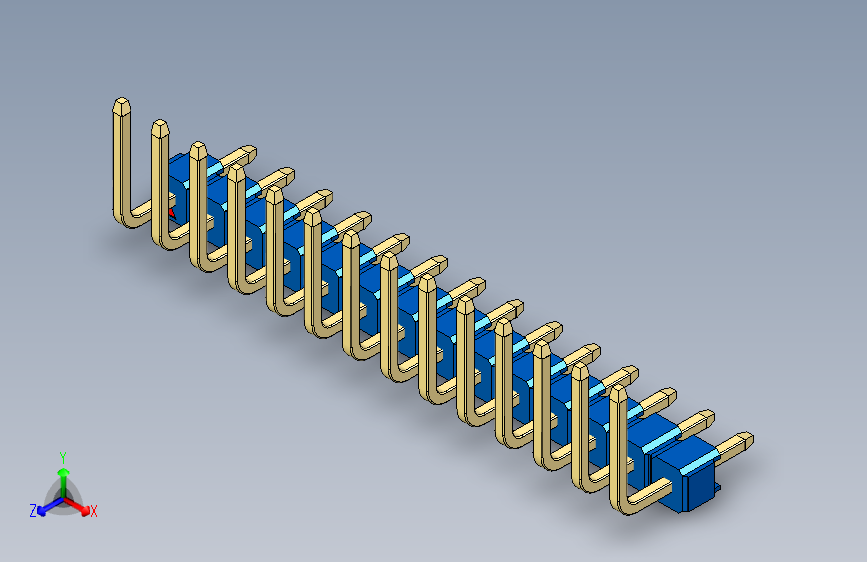 彩色公排针 100mil 2.54mm 系列-DS1022_blue_14p_100mil_TypeU_rev1.0