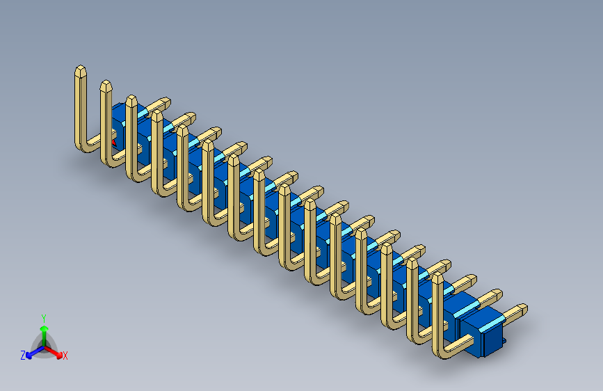 彩色公排针 100mil 2.54mm 系列-DS1022_blue_15p_100mil_TypeU_rev1.0