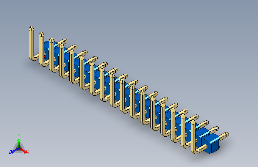 彩色公排针 100mil 2.54mm 系列-DS1022_blue_17p_100mil_TypeU_rev1.0
