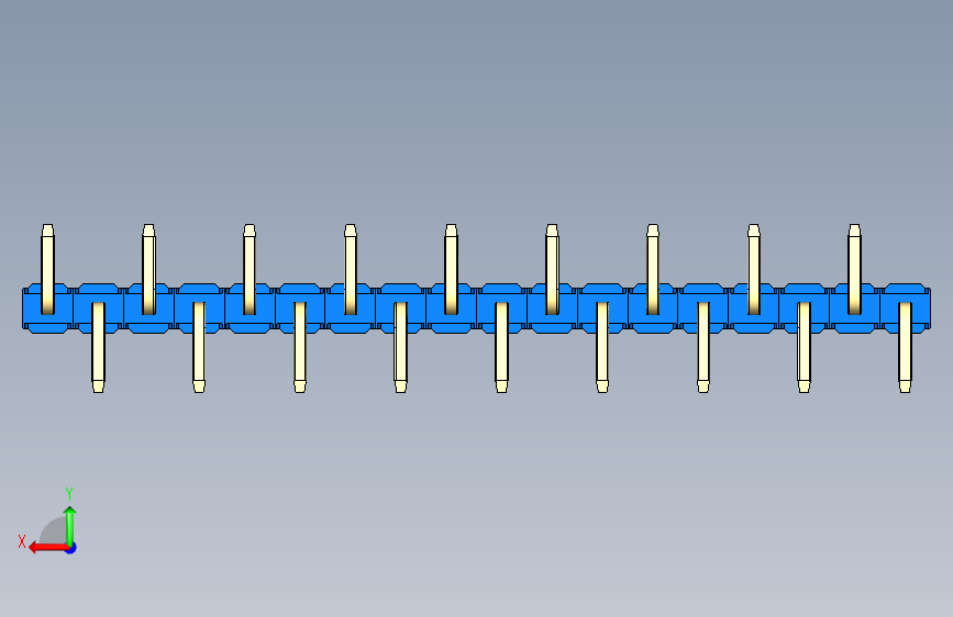 彩色公排针 100mil 2.54mm 系列-DS1022_blue_18p_100mil_Type_SMT_R2_rev1.0 背面视图
