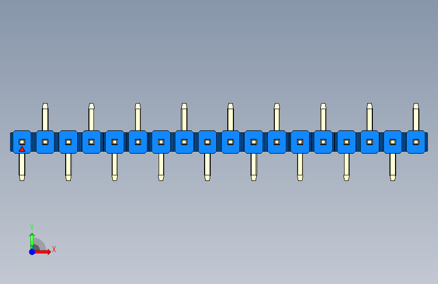 彩色公排针 100mil 2.54mm 系列-DS1022_blue_18p_100mil_Type_SMT_R2_rev1.0 正面视图