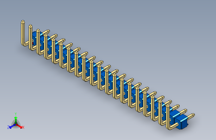 彩色公排针 100mil 2.54mm 系列-DS1022_blue_20p_100mil_TypeU_rev1.0