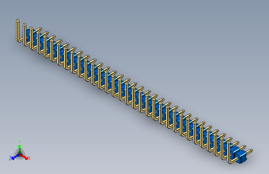 彩色公排针 100mil 2.54mm 系列-DS1022_blue_32p_100mil_TypeU_rev1.0