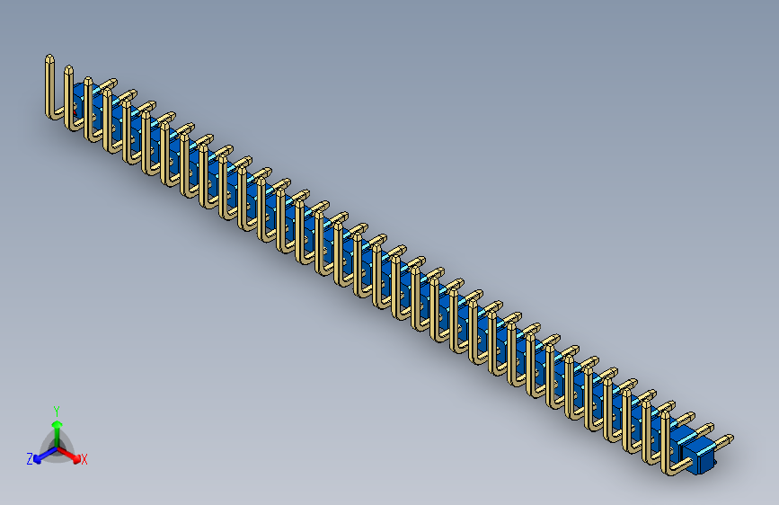 彩色公排针 100mil 2.54mm 系列-DS1022_blue_33p_100mil_TypeU_rev1.0