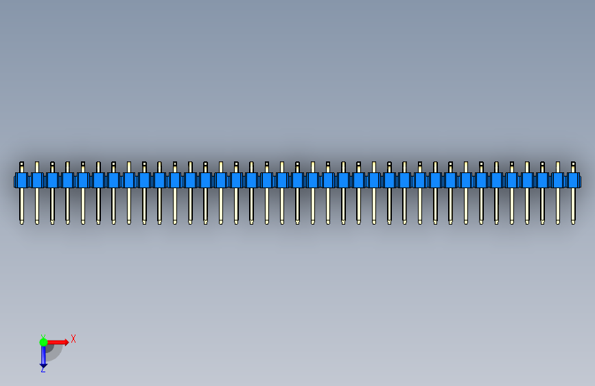 彩色公排针 100mil 2.54mm 系列-DS1022_blue_37p_100mil_Type_SMT_R1_rev1.0 俯视图