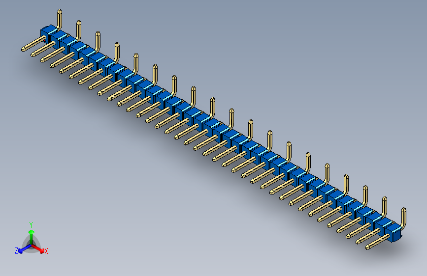 彩色公排针 100mil 2.54mm 系列-DS1022_blue_37p_100mil_Type_SMT_R1_rev1.0 主视图