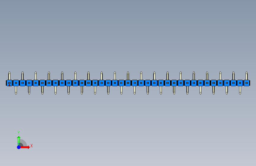 彩色公排针 100mil 2.54mm 系列-DS1022_blue_37p_100mil_Type_SMT_R1_rev1.0 正面视图
