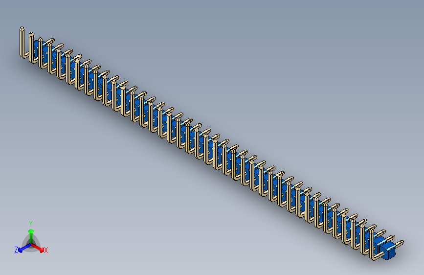 彩色公排针 100mil 2.54mm 系列-DS1022_blue_39p_100mil_TypeU_rev1.0