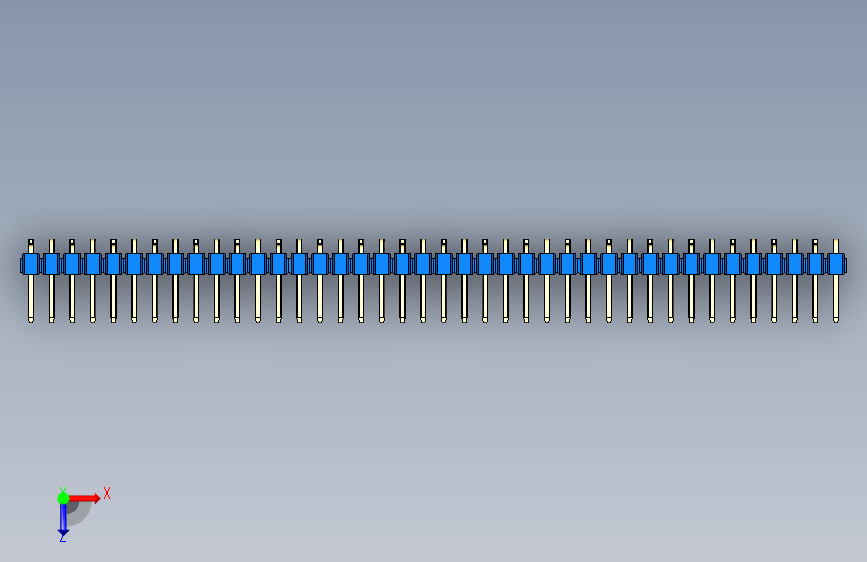 彩色公排针 100mil 2.54mm 系列-DS1022_blue_40p_100mil_Type_SMT_R1_rev1.0 俯视图