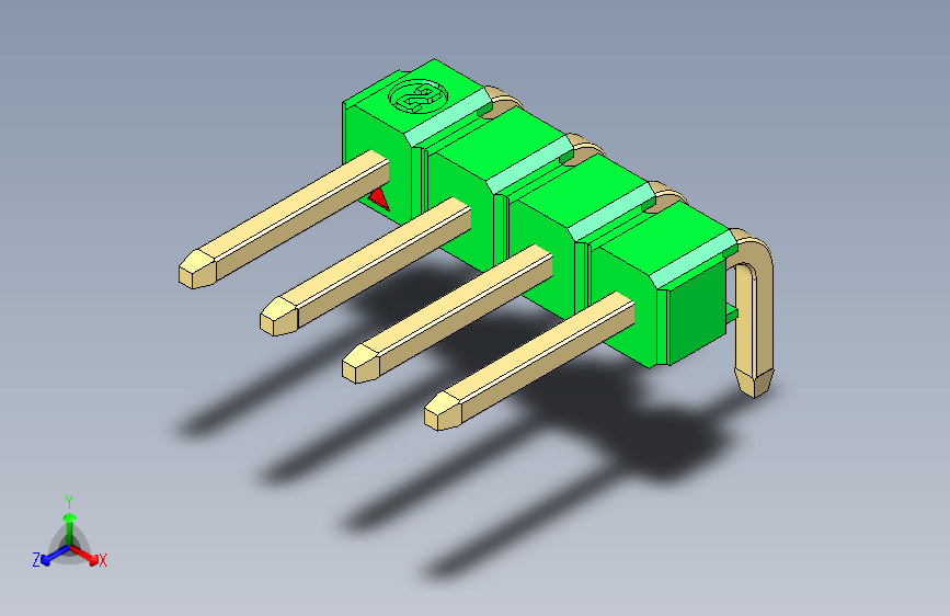 彩色公排针 100mil 2.54mm 系列-DS1022_green_1x04p_100mil_TypeD_rev1.0