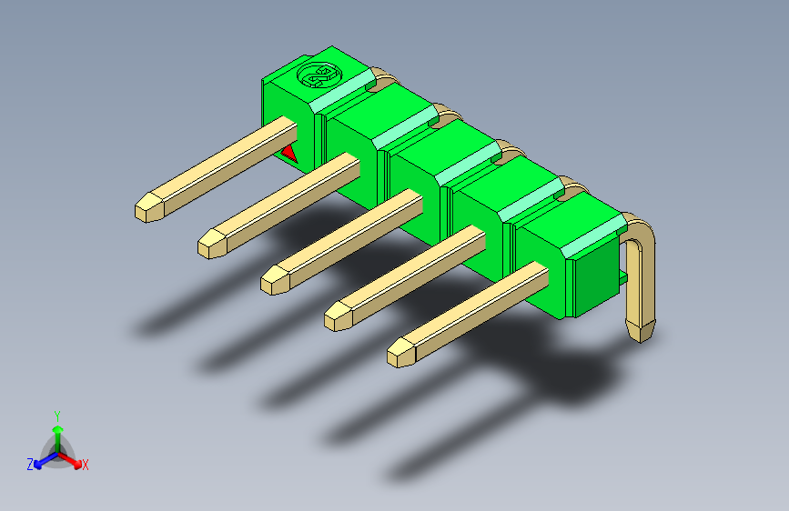 彩色公排针 100mil 2.54mm 系列-DS1022_green_1x05p_100mil_TypeD_rev1.0
