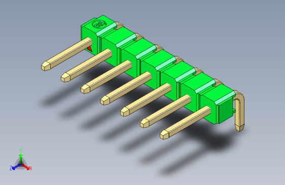 彩色公排针 100mil 2.54mm 系列-DS1022_green_1x07p_100mil_TypeD_rev1.0