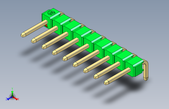 彩色公排针 100mil 2.54mm 系列-DS1022_green_1x09p_100mil_TypeD_rev1.0