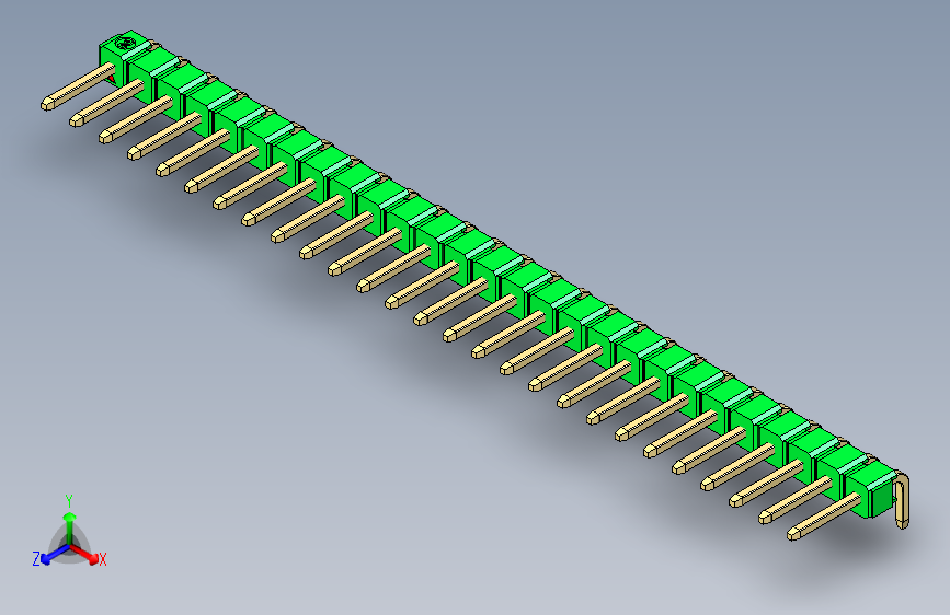 彩色公排针 100mil 2.54mm 系列-DS1022_green_1x27p_100mil_TypeD_rev1.0