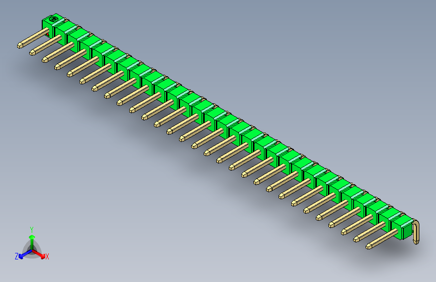 彩色公排针 100mil 2.54mm 系列-DS1022_green_1x29p_100mil_TypeD_rev1.0