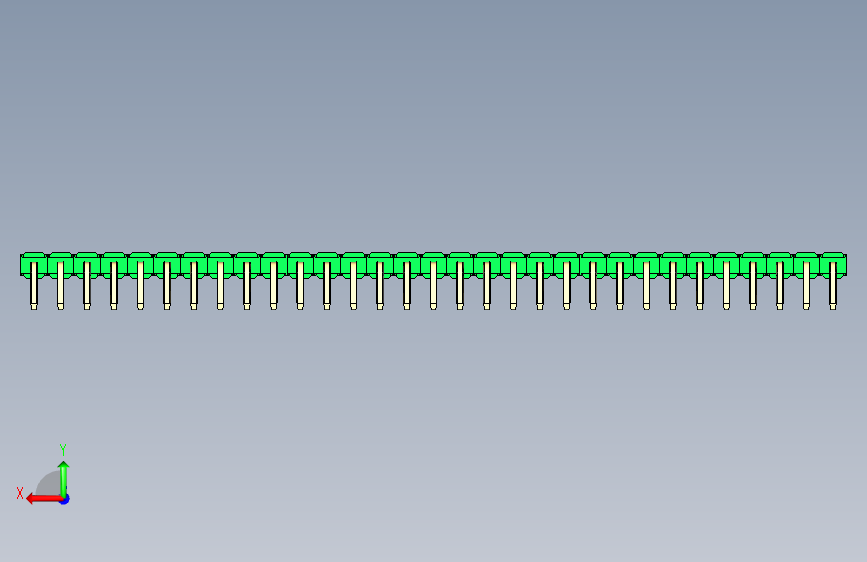 彩色公排针 100mil 2.54mm 系列-DS1022_green_1x31p_100mil_TypeD_rev1.0 背面视图